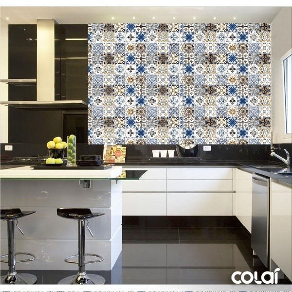Papel de Parede Lavável Azulejo Hidráulico Mosáico 3m - 2