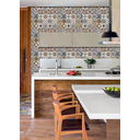 Ver imagem 3 de Papel de Parede Lavável Azulejo Português Marrom Pia Cozinha 3m