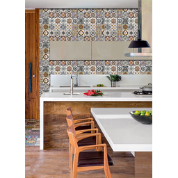 Papel de Parede Lavável Azulejo Português Marrom Pia Cozinha 3m - 3