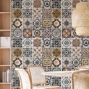 Ver imagem 1 de Papel de Parede Lavável Azulejo Português Marrom Pia Cozinha 3m