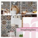 Ver imagem 5 de Papel de Parede Lavável Azulejo Português Marrom Pia Cozinha 3m