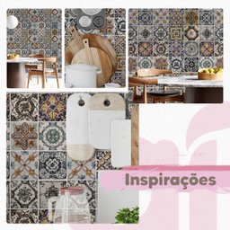 Papel de Parede Lavável Azulejo Português Marrom Pia Cozinha 3m - 5