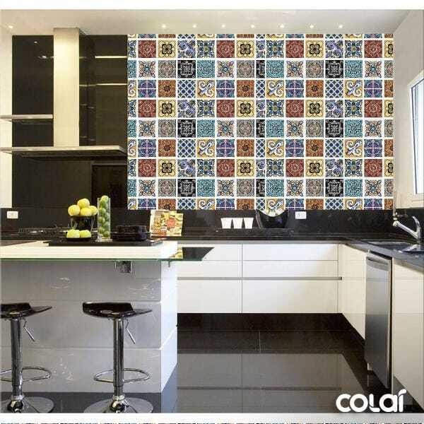 Papel de Parede Lavável Azulejo Português Colorido 18m - 2