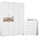 Ver imagem 1 de Guarda Roupa Infantil Vittoria 06 Portas e Cômoda Vittoria Branco - Móveis Albatroz