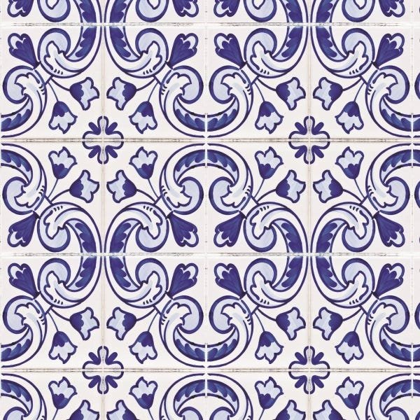 Papel de Parede Adesivo Lavável Azulejo Português Roxo 15m - 1