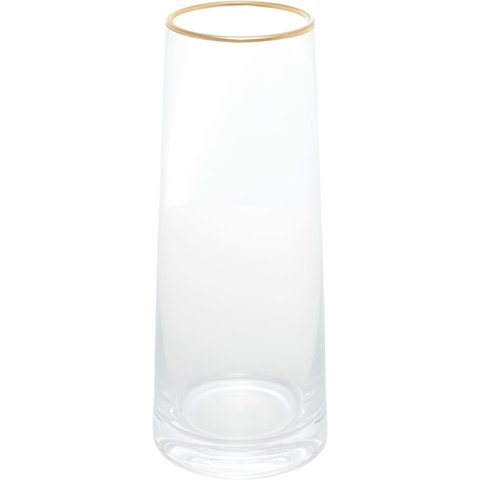 Vaso de Vidro C/ Borda Dourad Liz 11x11x27cm