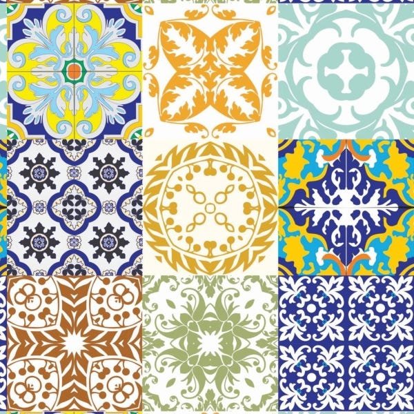 Papel de Parede Lavável Azulejo Português Vintage 15m - 1