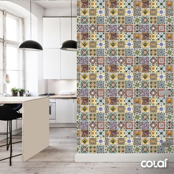 Papel de Parede Lavável Azulejo Português Moderno 12m - 3