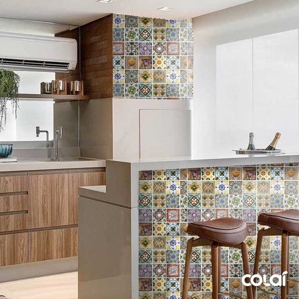 Papel de Parede Lavável Azulejo Português Moderno 12m - 4