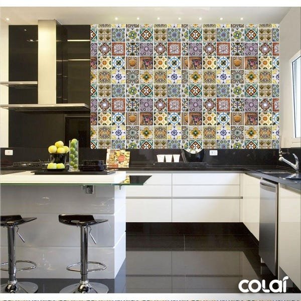 Papel de Parede Lavável Azulejo Português Moderno 12m - 2