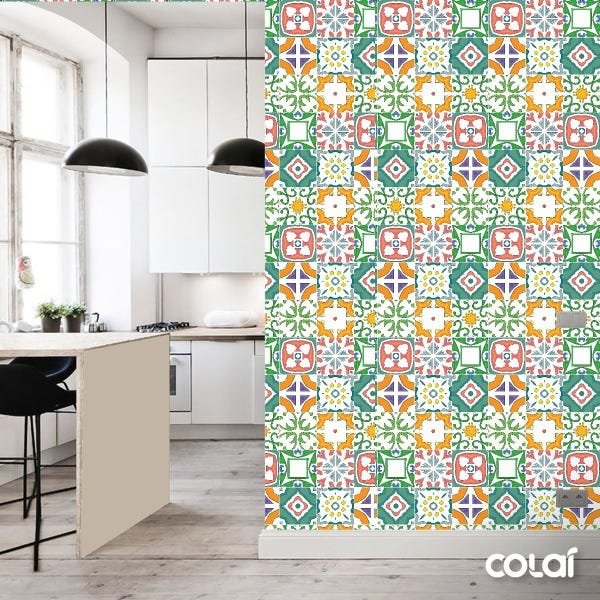 Papel de Parede Lavável Vidrado Português Mosaico 12m - 3