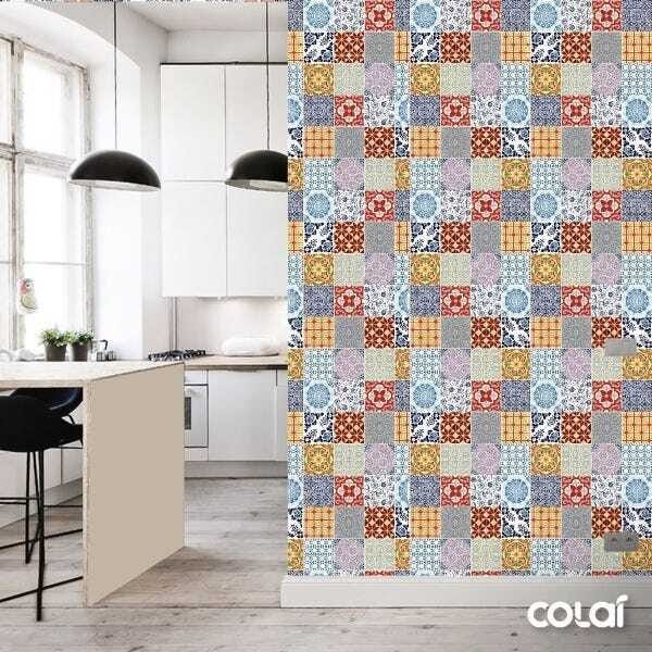 Papel de Parede Adesivo Lavável Vidrado Português 12m - 3
