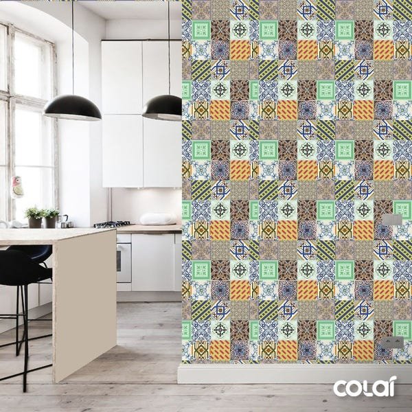 Papel de Parede Adesivo Lavável Azulejo Hidráulico 12m - 3