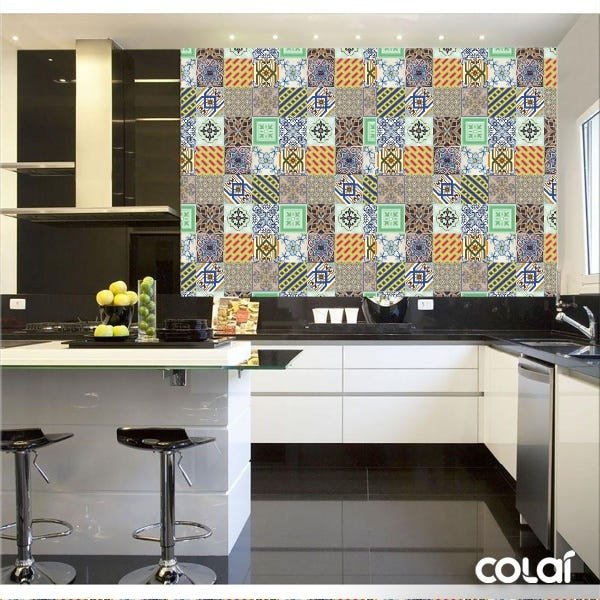 Papel de Parede Adesivo Lavável Azulejo Hidráulico 12m - 2