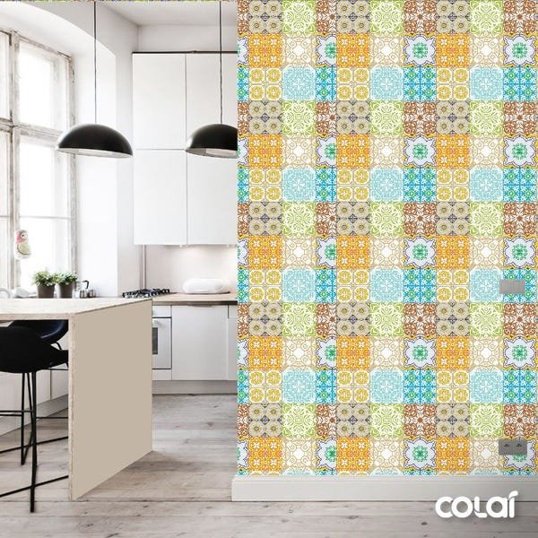 Papel de Parede Lavável Azulejo Ladrilho Multicor 12m - 3