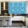 Papel de Parede Lavável Pastilhas Azuis e Brancas 3m - 2