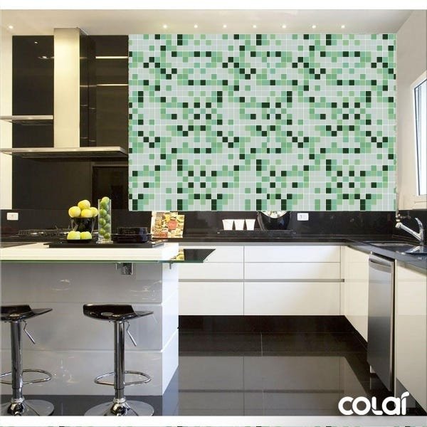 Papel de Parede Lavável Pastilhas Tons de Verde 3m - 2