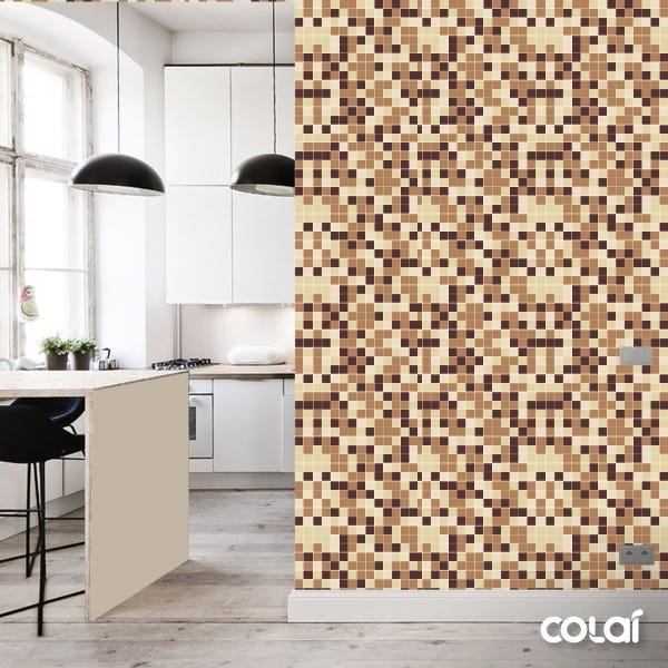 Papel de Parede Lavável Pastilhas Tons de Marrom 12m - 3