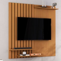 Painel para Tv até 58 Polegadas 3 Prateleiras Nature Ripado Jb 1800 - Jb Bechara - 1