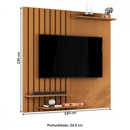 Painel para Tv até 58 Polegadas 3 Prateleiras Nature Ripado Jb 1800 - Jb Bechara - 3