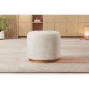Ver imagem 3 de Puff Redondo para Sala Base de Madeira Linho Nude 100