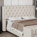 Ver imagem 2 de Cabeceira Atena para Cama Box Queen Size 160cm Capitonê com Frame Suede Bege Claro - Desk Design