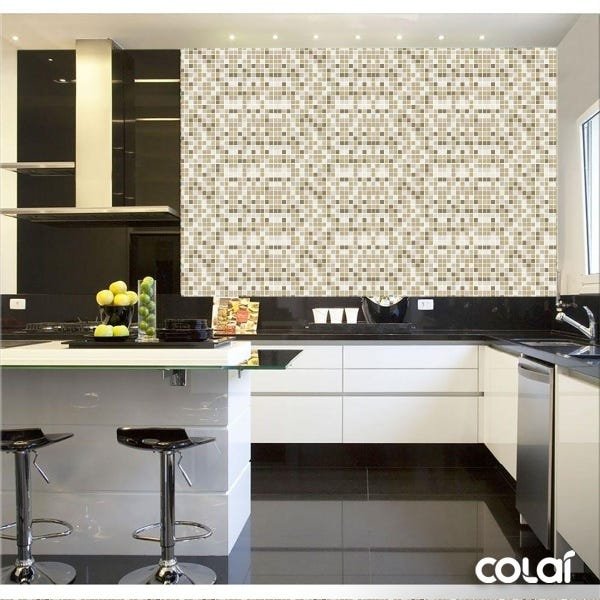Papel de Parede Lavável Pastilhas Branco-Amarelado 12m - 2