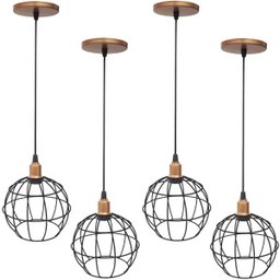 4 Pendentes Aramado Globo Preto Luminária Lustre Industrial Teto Vintage Cobre Rose Agp Ilumini - 1