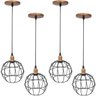 4 Pendentes Aramado Globo Preto Luminária Lustre Industrial Teto Vintage Cobre Rose Agp Ilumini - 1