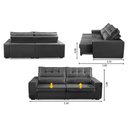 Ver imagem 2 de Sofá Retrátil e Reclinável 3 Lugares com Molas 2,10m Dani Suede Cinza Adonai Estofados