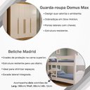 Ver imagem 4 de Kit Quarto Beliche Madrid 2 Camas + Guarda-Roupa Domus Max 4 Portas 2 Colchões Branco Off White