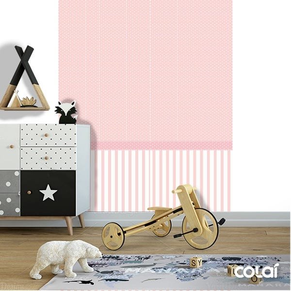 Papel de Parede Lavável Bolas Brancas de Fundo Rosa 9m - 5