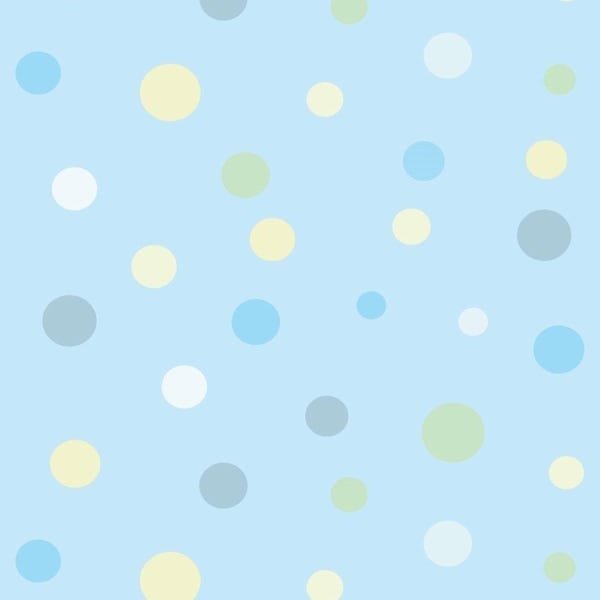 Papel de Parede Lavável Bolas Coloridas com Fundo Azul 9m - 1