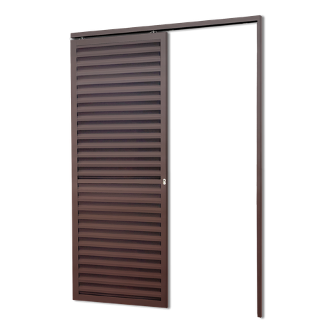 Porta de Correr Suspensa Veneziana Dir L.25 Marrom Corten 210x80 Brimak