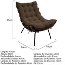 Ver imagem 4 de Kit 02 Poltronas e 02 Puffs Costela Base Fixa Suede - Doce Sonho Móveis - Marrom