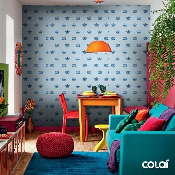 Papel de Parede Adesivo Lavável Tonsuras Azul Escuras 6m - 6