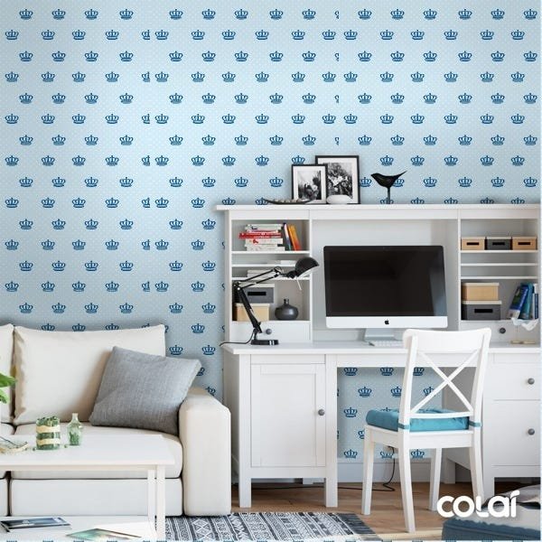 Papel de Parede Adesivo Lavável Tonsuras Azul Escuras 6m - 4