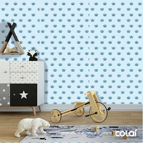 Papel de Parede Adesivo Lavável Tonsuras Azul Escuras 6m - 5