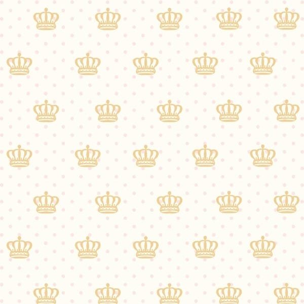 Papel de Parede Adesivo Lavável Coroas Douradas 6m - 1