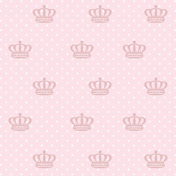Papel de Parede Adesivo Lavável Coroa Rosa 6m - 1