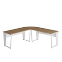 Ver imagem 3 de Mesa em L Escritório 210cm X 210cm Pés Metal F5 Office Cor:macadâmia com Branco