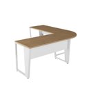 Ver imagem 7 de Mesa em L Escritório 210cm X 210cm Pés Metal F5 Office Cor:macadâmia com Branco