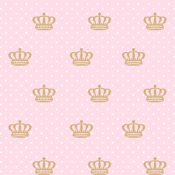 Papel de Parede Adesivo Lavável Coroa com Fundo Rosa 3m - 1