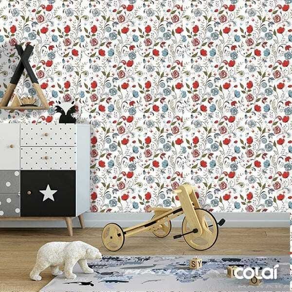 Papel De Parede Adesivo Lavável Flores De Crianças 9m - 6