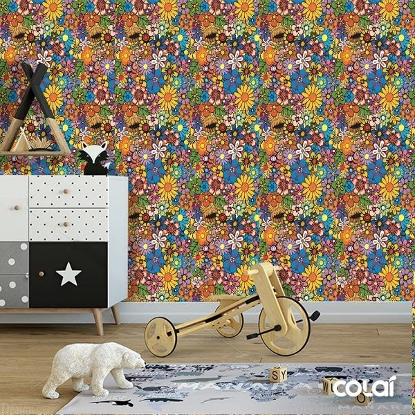 Papel De Parede Adesivo Lavável Flores Silvestres 9m - 6