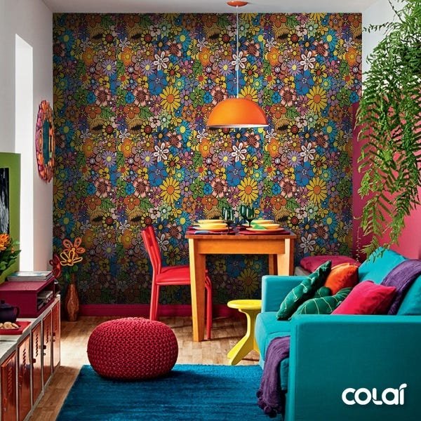 Papel De Parede Adesivo Lavável Flores Silvestres 9m - 5