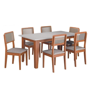 Conjunto Sala de Jantar Mesa Miami 1,60m 6 Cadeiras Santiago Dobuê