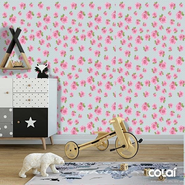 Papel De Parede Adesivo Lavável Rosas Rugosas 9m - 6