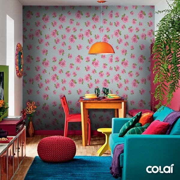 Papel De Parede Adesivo Lavável Rosas Rugosas 9m - 5