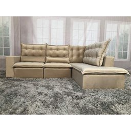 Sofá Canto Retrátil Reclinável Bege 501 Barcelona - 8